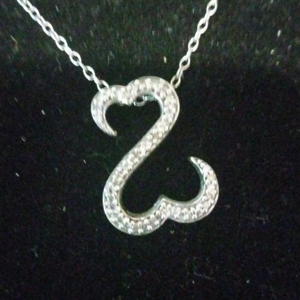 Vintage Sterling And Diamond Jane Seymour Open Heart Necklace.....16 Inches